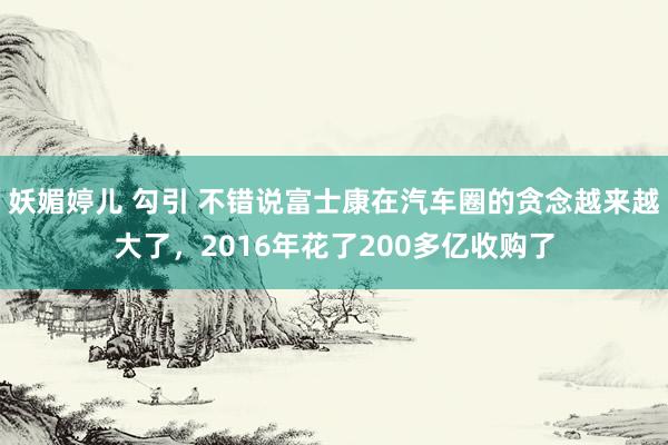 妖媚婷儿 勾引 不错说富士康在汽车圈的贪念越来越大了，2016年花了200多亿收购了