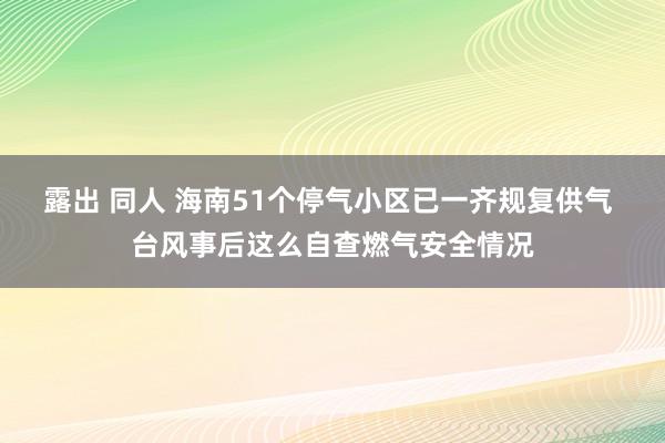 露出 同人 海南51个停气小区已一齐规复供气 台风事后这么自查燃气安全情况