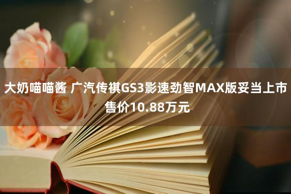 大奶喵喵酱 广汽传祺GS3影速劲智MAX版妥当上市 售价10.88万元