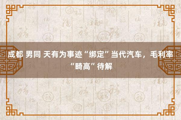 成都 男同 天有为事迹“绑定”当代汽车，毛利率“畸高”待解