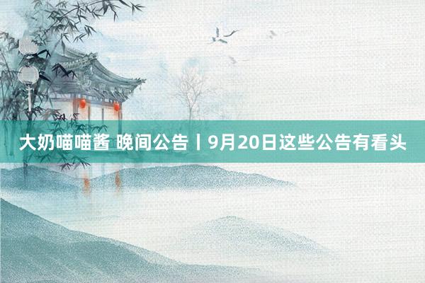 大奶喵喵酱 晚间公告丨9月20日这些公告有看头