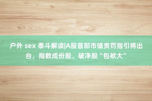 户外 sex 泰斗解读|A股首部市值责罚指引将出台，指数成份股、破净股“包袱大”