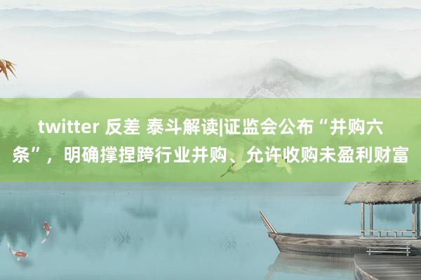 twitter 反差 泰斗解读|证监会公布“并购六条”，明确撑捏跨行业并购、允许收购未盈利财富