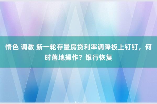 情色 调教 新一轮存量房贷利率调降板上钉钉，何时落地操作？银行恢复