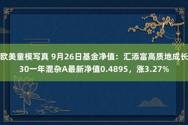 欧美童模写真 9月26日基金净值：汇添富高质地成长30一年混杂A最新净值0.4895，涨3.27%