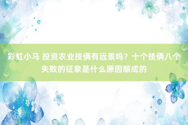 彩虹小马 投资农业技俩有远景吗？十个技俩八个失败的征象是什么原因酿成的