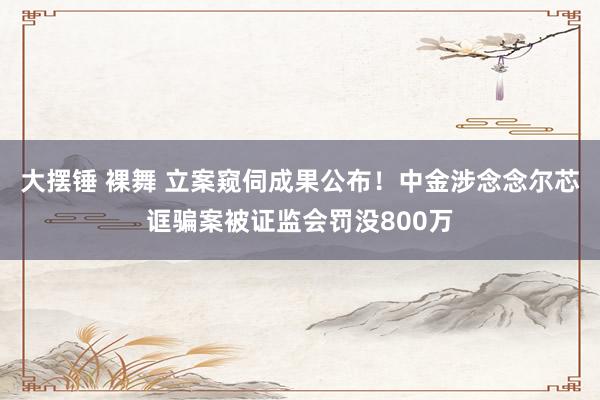 大摆锤 裸舞 立案窥伺成果公布！中金涉念念尔芯诓骗案被证监会罚没800万