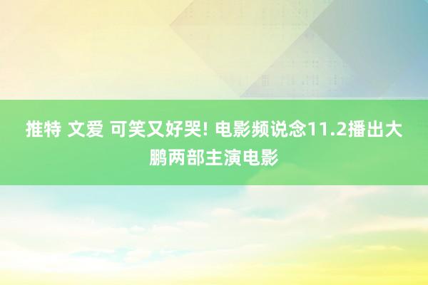 推特 文爱 可笑又好哭! 电影频说念11.2播出大鹏两部主演电影