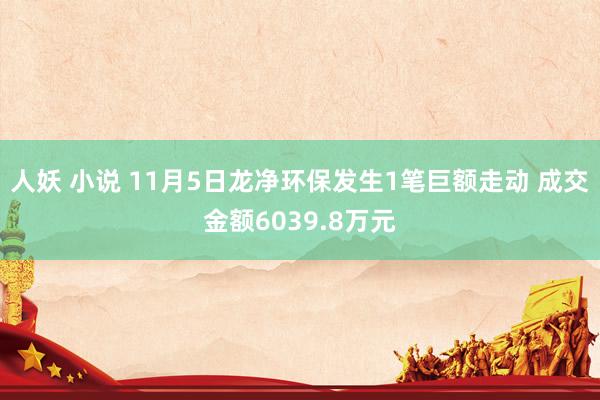 人妖 小说 11月5日龙净环保发生1笔巨额走动 成交金额6039.8万元