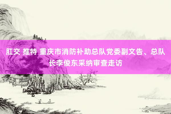 肛交 推特 重庆市消防补助总队党委副文告、总队长李俊东采纳审查走访